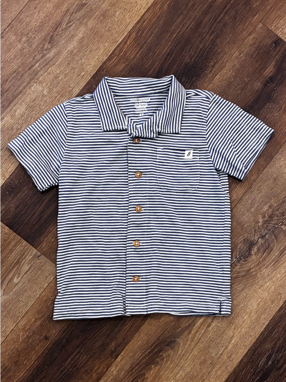Easy Peasy Blue Stripe Button Polo Shirt Top Play 5T